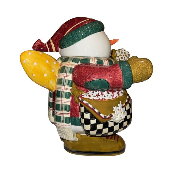 Debbie Mumm Sakura Vintage 90's Hand Painted Snowman Angel Christmas Cookie Jar - Picture 4 of 9